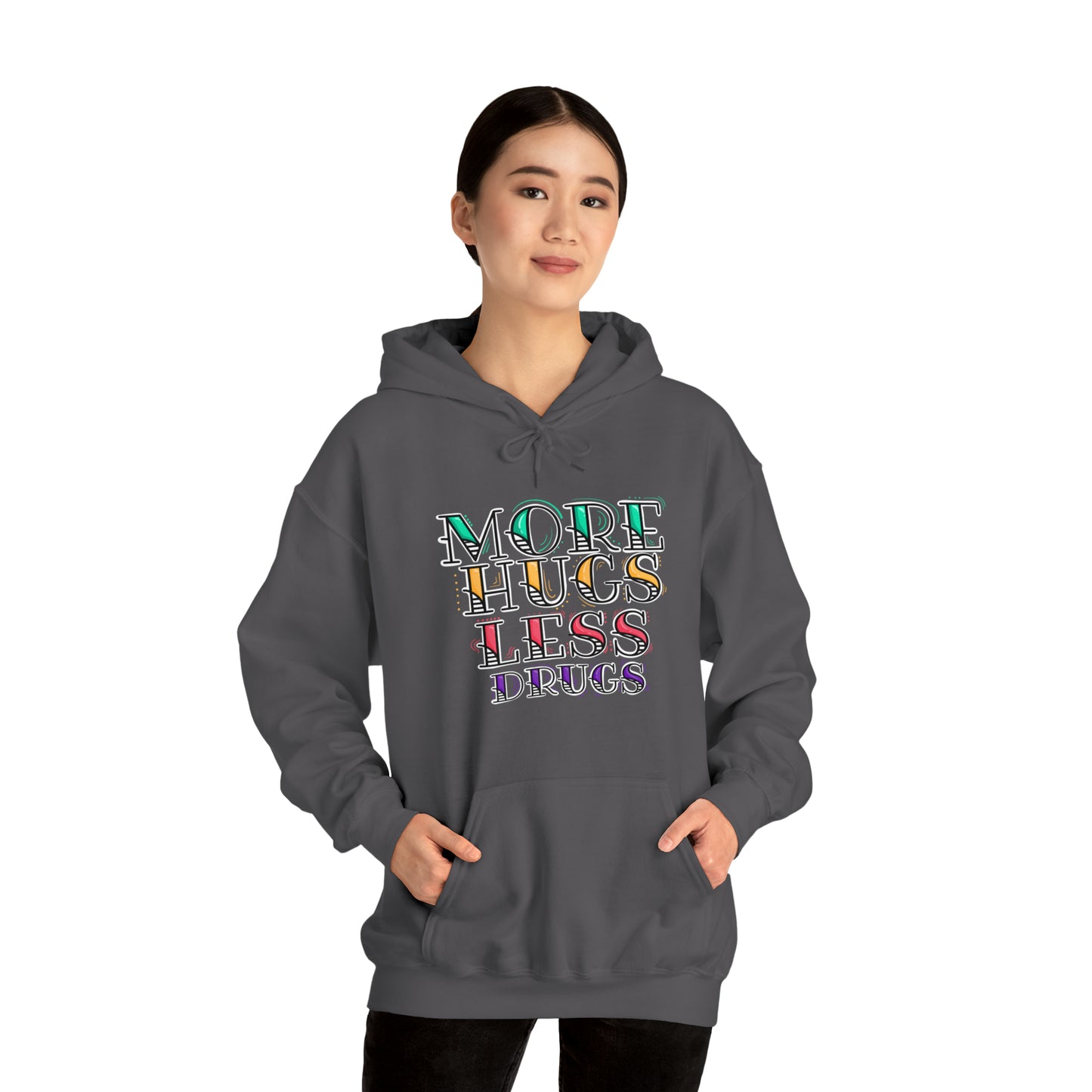 More hugs less drugs Unisex Heavy Blend™ Hooded Sweatshirt
